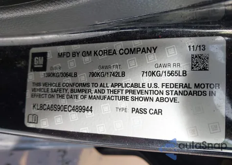 2014 Chevrolet Spark Ls Manual из США, поврежденный, VIN KL8CA6S90EC489944